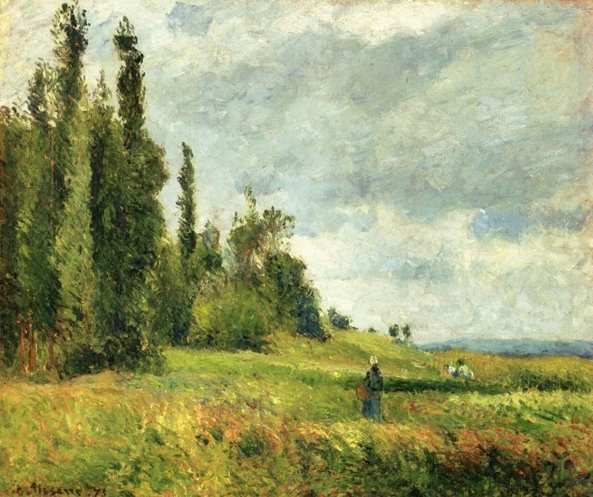 Camille Pissarro, 4IE-1879-188, Côte des Brouettes, temps gris. Now: 1875, CCP414, Landscape at Pontoise, overcast sky, 54x65, private (iR2;R116,CCP414;R2,p270;R90II,p118+138)