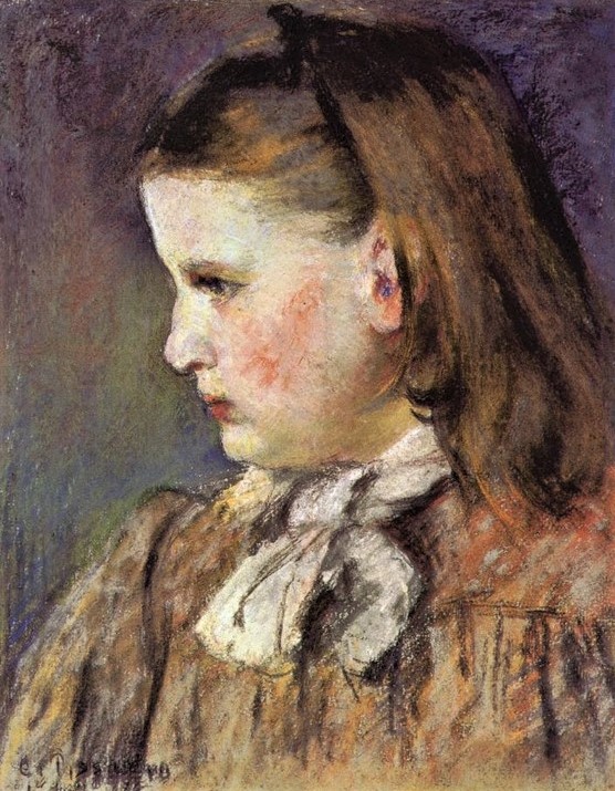 Camille Pissarro, 4IE-1879-201, Portrait de Mlle E.E... (pastel). Now: 1876, CR1536, Portrait of Eugenie Estruc (de Nini), pastel, 30x23, private (iR2;R2,p270;R90II,p119+140;R126,no1536)