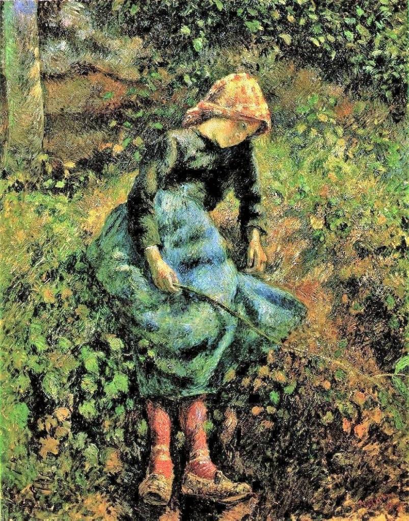 Camille Pissarro, 7IE-1882-114, La Bergère. Now: 1881, CCP653, the shepherdess (young peasant girl with stick), 81x65, Orsay (iR2;iR59;R2,p394+372;R116,CCP653;R90II,p209+227;M1)