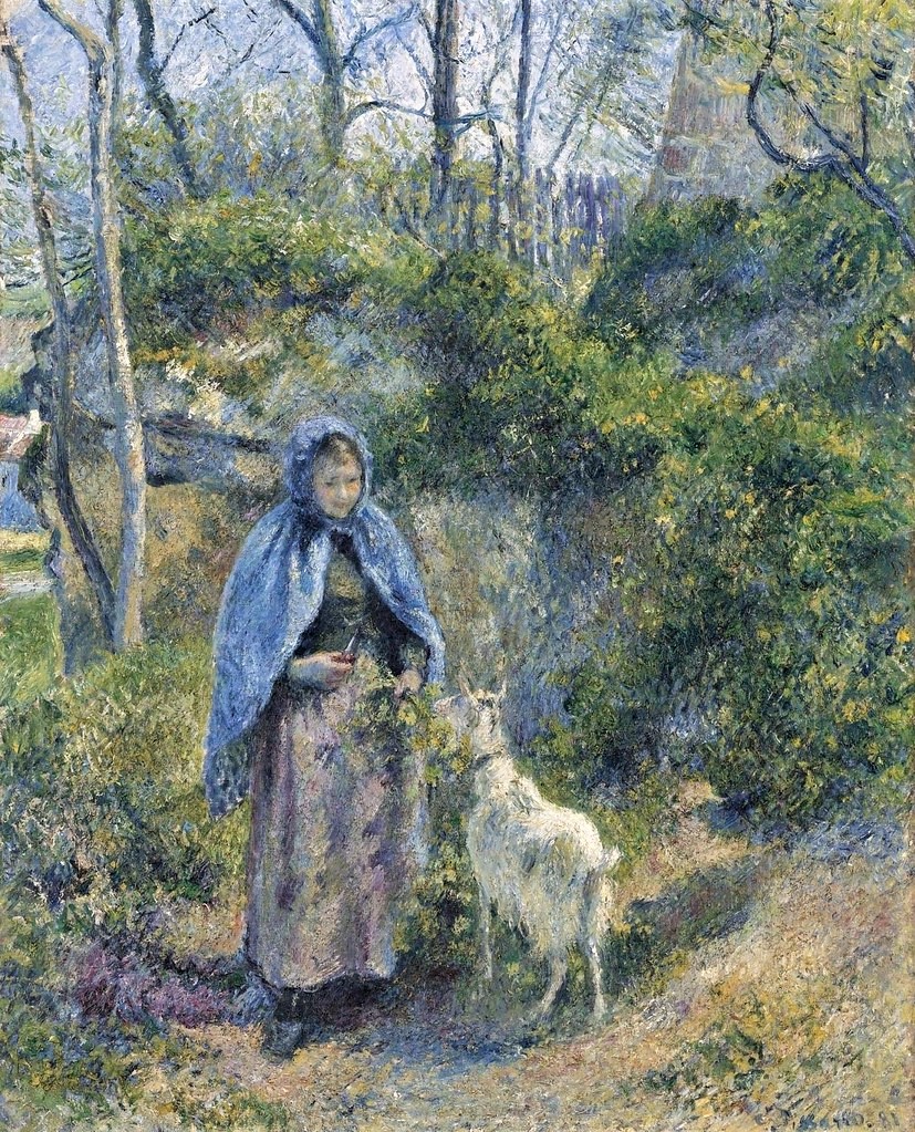 Camille Pissarro, 7IE-1882-120, La gardeuse de chèvres. Now: 1881, CCP656, The goat girl, 81x65, Metropolitan (iR10;iR94;iR59;R116,CCP656;R2,p395;R90II,p209227;M23). Compare: 6IE-1881-80 and 7IE-1882-135, gouaches with the same title.