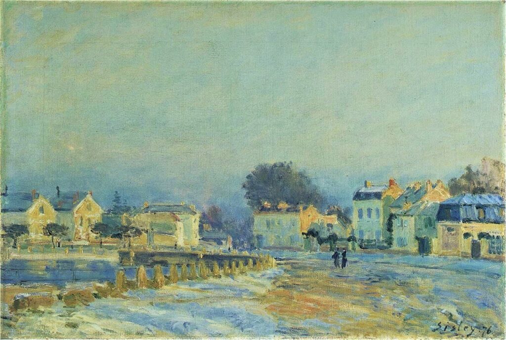 Alfred Sisley, 2IE-1876-238, Avenue de l’Abreuvoir, effet de givre. Maybe(??): 1876, CR244, The Watering Place at Marly, Hoarfrost, 38x55, Richmond VMFA