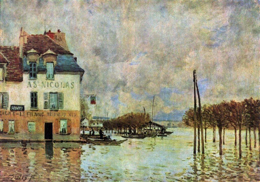 Alfred Sisley, 2IE-1876-244, Inondations à Port-Marly. Now: 1876, CR240, L'Inondation à Port-Marly, 46x61, Orsay