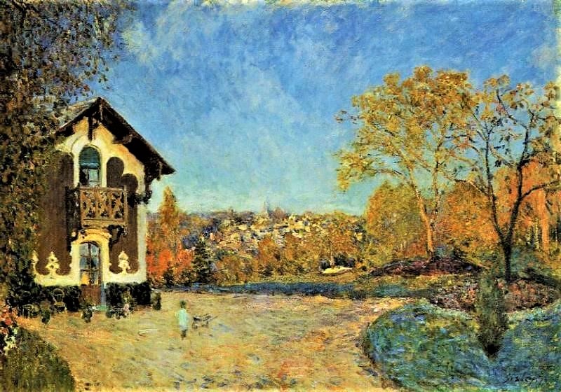Alfred Sisley, 3IE-1877-211, Le Chalet, Gelée blanche. =1876, CR208, View of Marly-le-Roi from House at Coeur-Volant, 65x92, Metropolitan