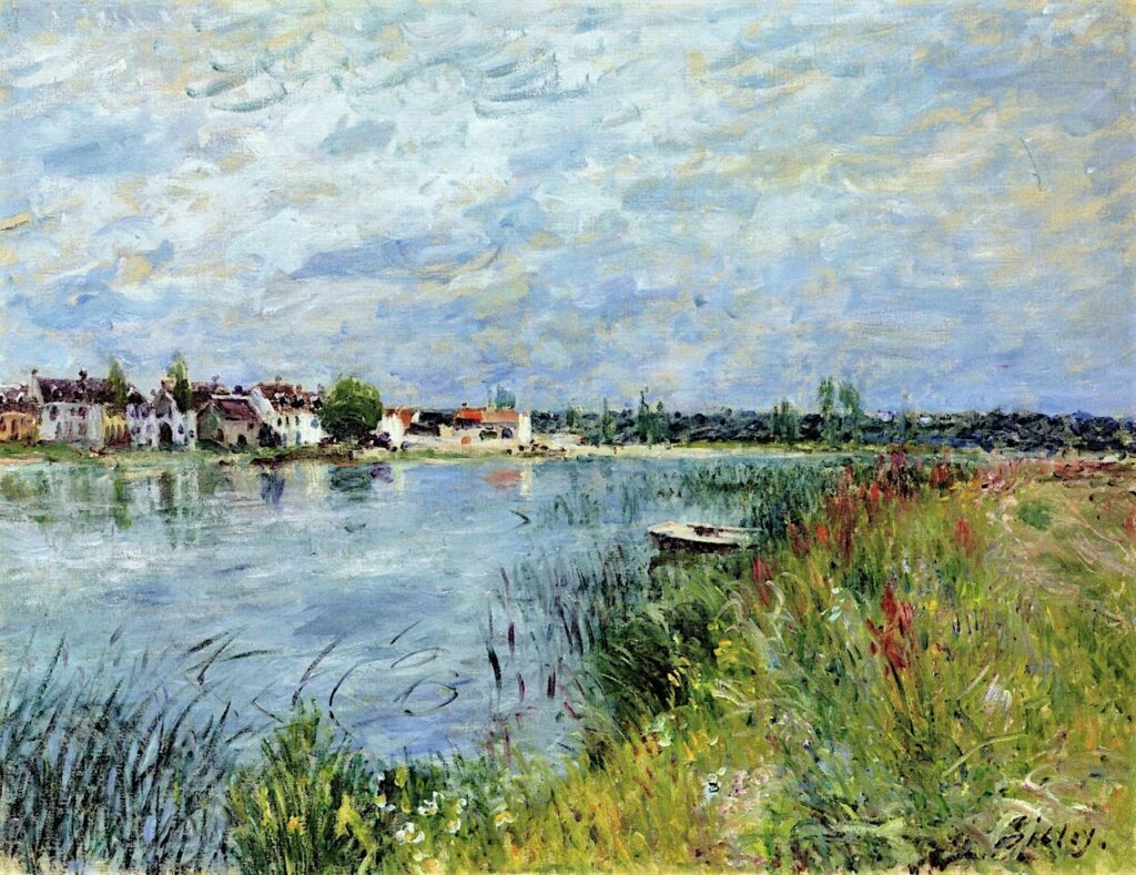 Alfred Sisley, 7IE-1882-182, La Vue du bord de l'eau à Saint-Mammès. Maybe(??): 1880, CR388, Riverbank at Saint-Mammès, 51x66, A2017/06/27