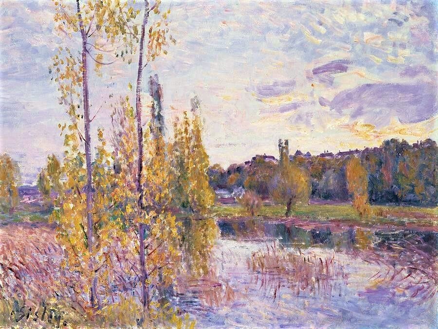 Alfred Sisley, 7IE-1882-187, Le chemin de l'étang. Compare: 1888ca, CR668, Pond at Chevreuil, 54x65, private