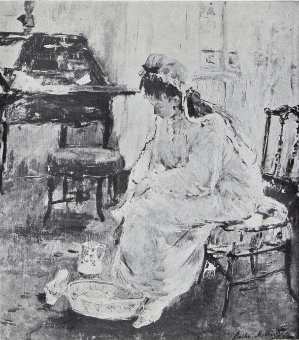 Berthe Morisot, 2IE-1876-167, Le Lever =1877, CR73, 18xx, Femme à sa toilette, 46x38, xx