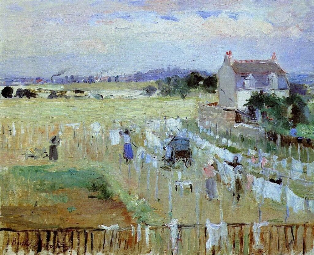 Berthe Morisot, 2IE-1876-175, Un percher de blanchisseuse =1875, CR45, Hanging the Laundry out to Dry (Gennevilliers), 34x44), NGA Washington