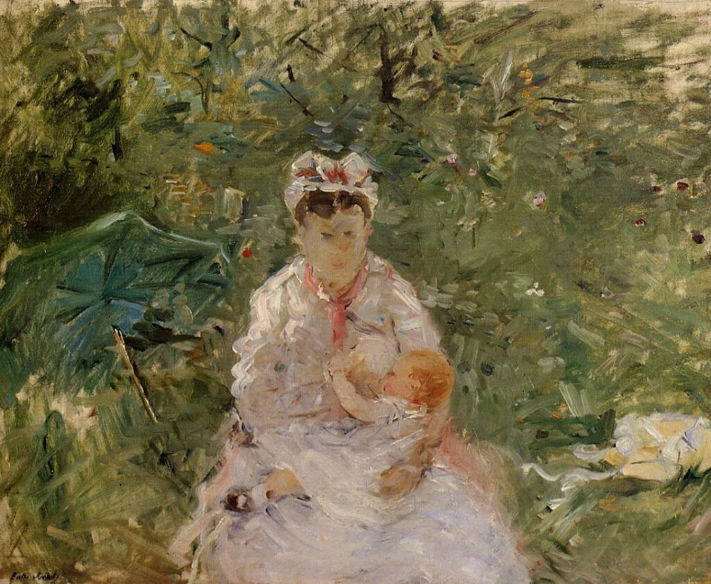 Berthe Morisot, 6IE-1881-57, Nourrice et bébé. Compare: 1880, CR94, The Wet Nurse Angele Feeding Julie Manet, 50x61, private
