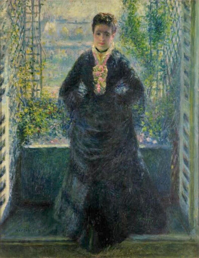 Auguste Renoir: 2IE-1876-210, Sur la terrasse; Appartient à M. Choquet =1876, CR173, Portrait of Mme Chocquet by the window, 67x54, Pushkin (iR10;iR202;iR6;R90II,p43+62;R2,p164;R108,no173;R30,no223;M96)