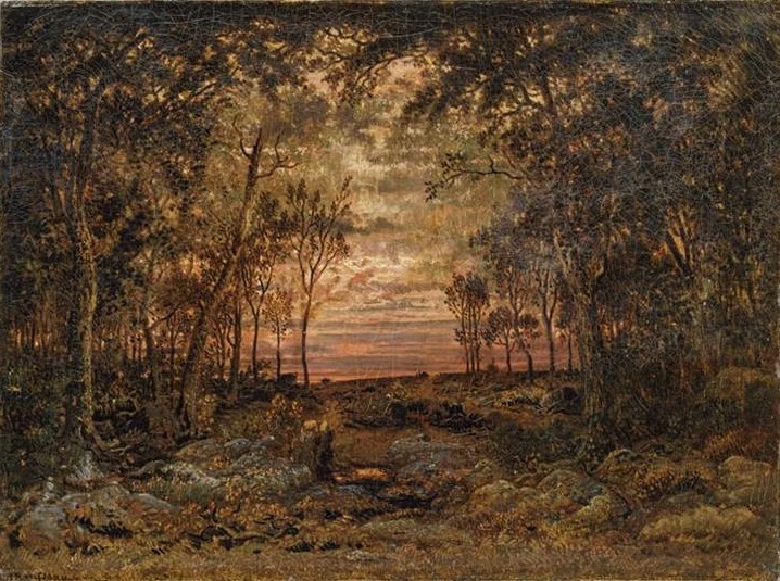 August Renoir, S1865-1803, Soirée d'été, later got lost (R31,p179). Compare: Rousseau (1812-1867): 1866, Sunset in the forest, 46x62, xx (iR10;iR7)