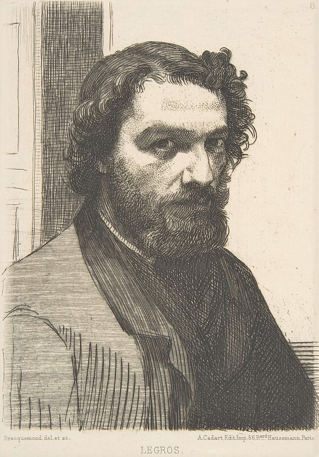 Félix Bracquemond, 1IE-1874-24-7, Portrait de M A Legros. Option 1: 1861, B73-2, Alphonse Legros, etch, 17x12, Metropolitan (iR10;Mx;iR61;R2,p119;R85,no73;R90II,p16;M23)