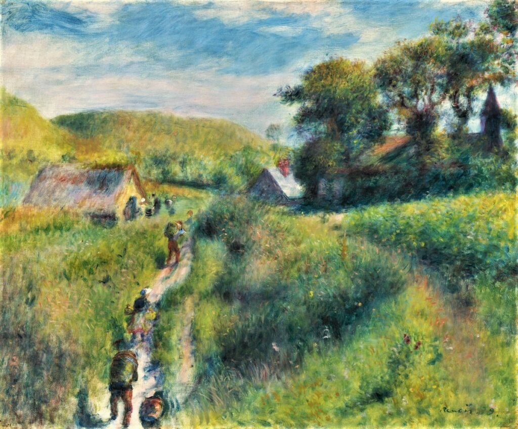 August Renoir, 7IE-1882-161+hc3, Un verger Normand. Compare: 1879, The Vintagers, 54x65, NGA Washington (iRx;R30,no371;R90II,p212;R2,p394;M21)