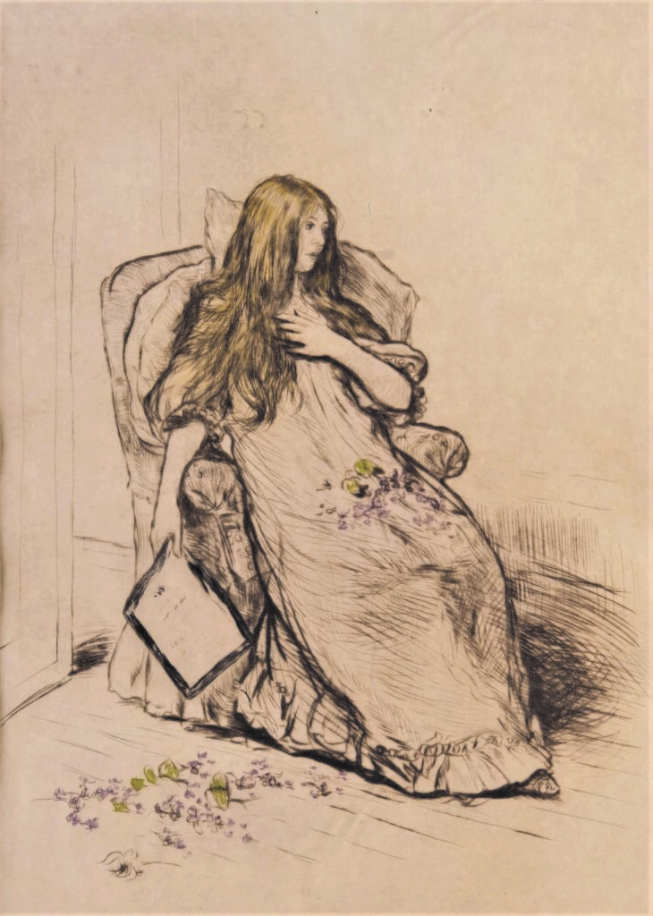 Jean-François Raffaëlli, SNBA1899-2245, La lettre. Maybe: 1898, D47-4, Young woman seated holding a letter, etch, 41x31, A2012/03/23 (iR10;R138XVI,no47;iR11;iR1)