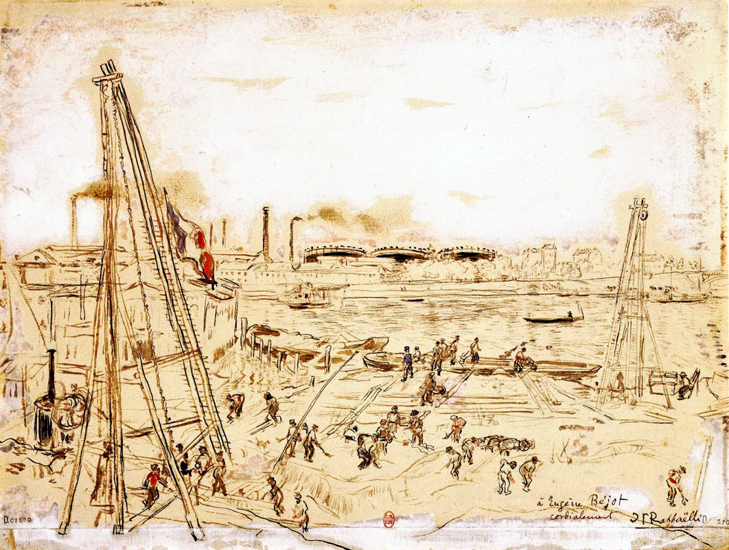 Jean-François Raffaëlli, 6IE-1881-101, Grue à vapeur. Compare: 1xxx, View of a Port (à Eugène Bejot), mixed, xx, BNF Paris (R2;iR40;R2,p355;R90II,p185) Compare: se1884-129 (aR14,p16).
