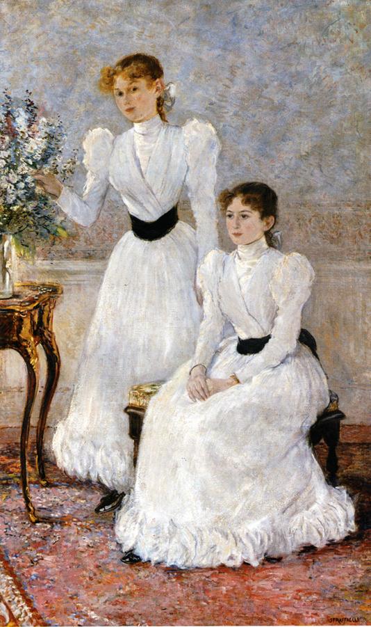Jean-François Raffaëlli, SdAF-1889-2230, Portraits de Judith et de Gabrielle. Probably: 1889, Portrait of Judith and Gabrielle, 224x134, MBA Lyon (iR2;iR1;aR7,p224)