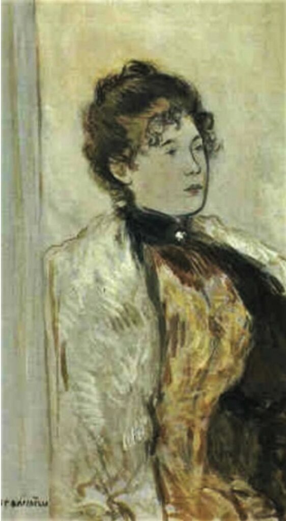 Jean-François Raffaëlli, se1884-94, Portrait de Mme R. Maybe?: 18xx, Portrait of Mlle Raffaëlli, 55x32, A1994/03/16 (iR13;aR14,p14)