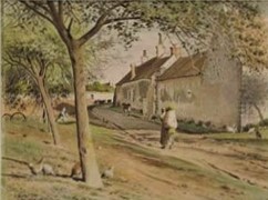 Jean-Baptiste Millet: 18xx, De retour à la ferme, xx, xx (iR41;R2,p163;iR1) Compare: 2IE-1876-139, La Ferme (aquarelle); appartient à M. Haro. Compare: S1876-2763, Une ferme; aquarelle.