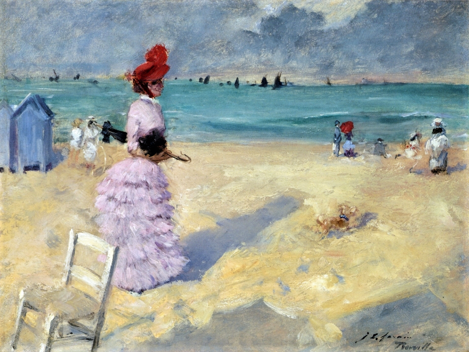 Jean-Louis Forain, 1885ca, The Beach at Trouville, 25x35, A2007/02/06 (iR2;iR11;iRx)