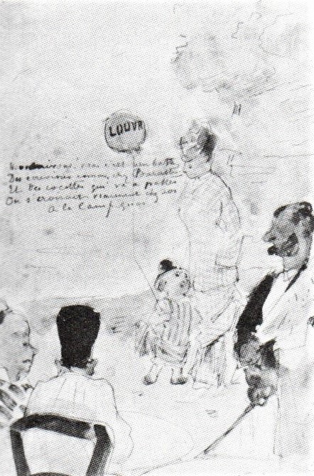 Jean-Louis Forain, 5IE-80-52c, dessin =18xx, Afternoon in the parc (Verlaine), wc+dr, 28x19, A1981/12/01 (R90II,p165+149;R2,p311;iR15)