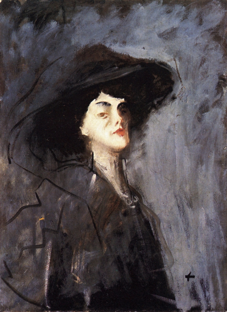 Jean-Louis Forain, 8IE-1886-35, Tête d'étude. Maybe: 18xx, Woman with a Hat, 92x68, A2014/05/07 (iR2;iR15;R2,p444;R90I,p428/9)