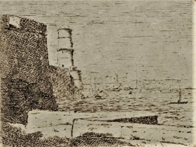 Henri Rouart, 1891ca (1879-1901ca), View on the lighthouse of Collioure, etch, ?cm, xx (aR20;R2,p122). Compare: 1IE-1874-157+158, Eau-forte.