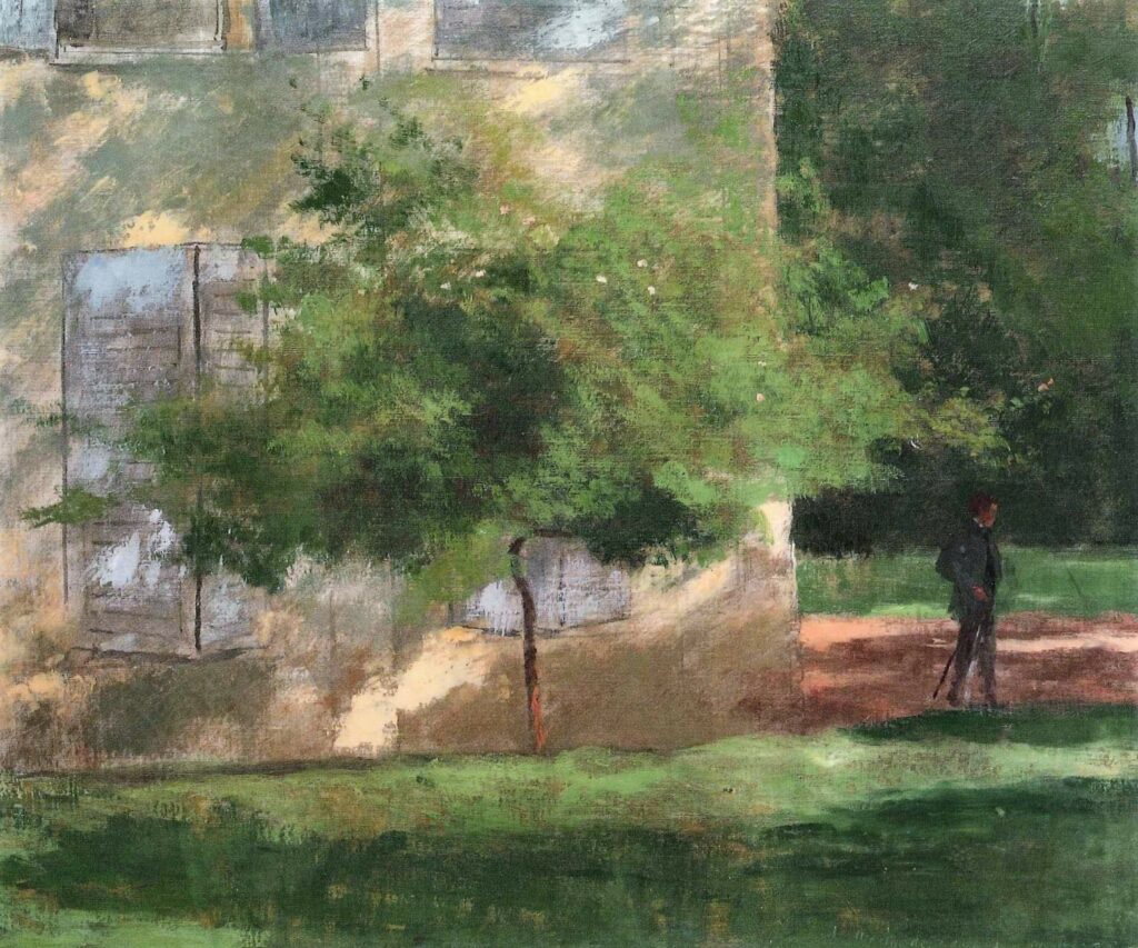 Henri Rouart, 18xx, S-, Small tree in front of the house at La Queue-en-Brie, 37x44, private (iR10;iR132;aR33;R92,no22). Compare: 2IE-1876-228, Ancien manoir.