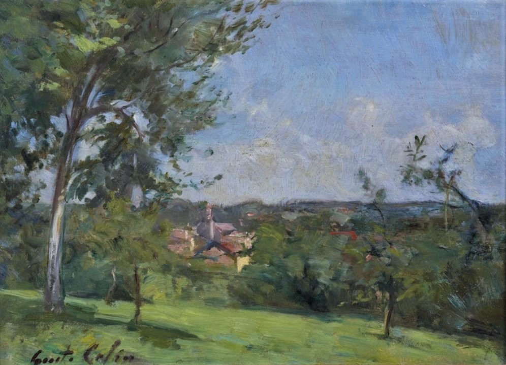 Gustave Colin, 1891, The bell tower of Saint-Jean de Luz, seen from the garden of Monsieur, 24x33, A2019/12/13 (iR11)