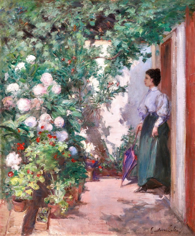 Gustave Colin, 18xx, By the garden door, 64x53, A2021 (iR11;iR13;aR20;aR9) Maybe?: HD1909-6, Fleurs du Midi, 65×54.
