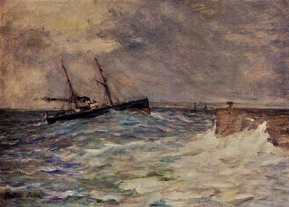 Gustave Colin, 18xx, Steamboat returning to the harbour, 52x74, A2001/03/25 (iR13)
