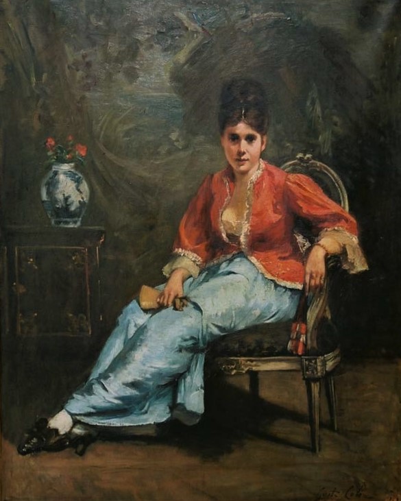 Gustave Colin, 18xx, Young woman sitting, 82x65, MBA Pau (aR16=M170;iR23;iRx;R2,p120) Compare: 1IE-1874-45, Haurra-Maria.