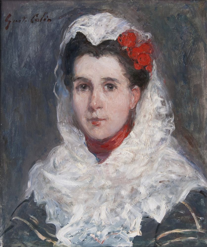 Gustave Colin, 18xx, Young woman with mantilla, on wood, 27x22 A2020/02/25 (iR259;iR1) Former Doria collecton. Maybe?: , SNBA-1891-202, Portrait de Mlle M. D…