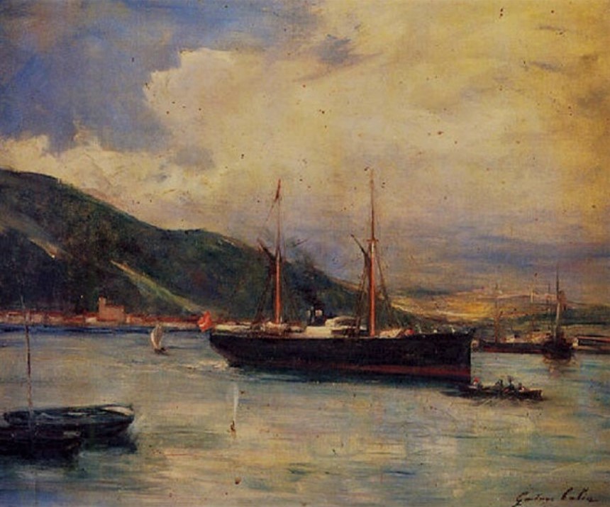Gustave Colin, 18xx, combined steamboat in a bay in the Basque country, 50x61, A2001/03/11 (iR13;iRx)