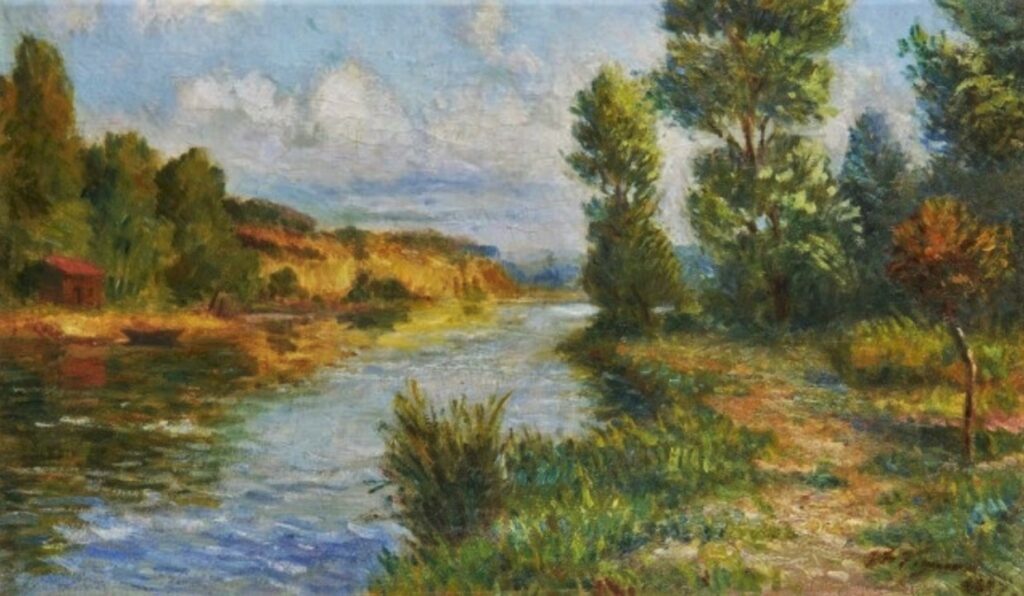 Victor Vignon, 1897 (18xx), Paysage de bord de rivière, 27x46, A2011/03/23 (iR13;iR11) =??? JC1927-17, Bord de rivière (R272,p31)