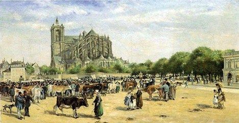 Ludovic Piette, 3IE-1877-145, Marché aux vaches, place des Jacobins, au Mans =18xx, Marché aux vaches place des Jacobins au Mans, ?cm, xx (iR10;R90II,p98;R2,p205)