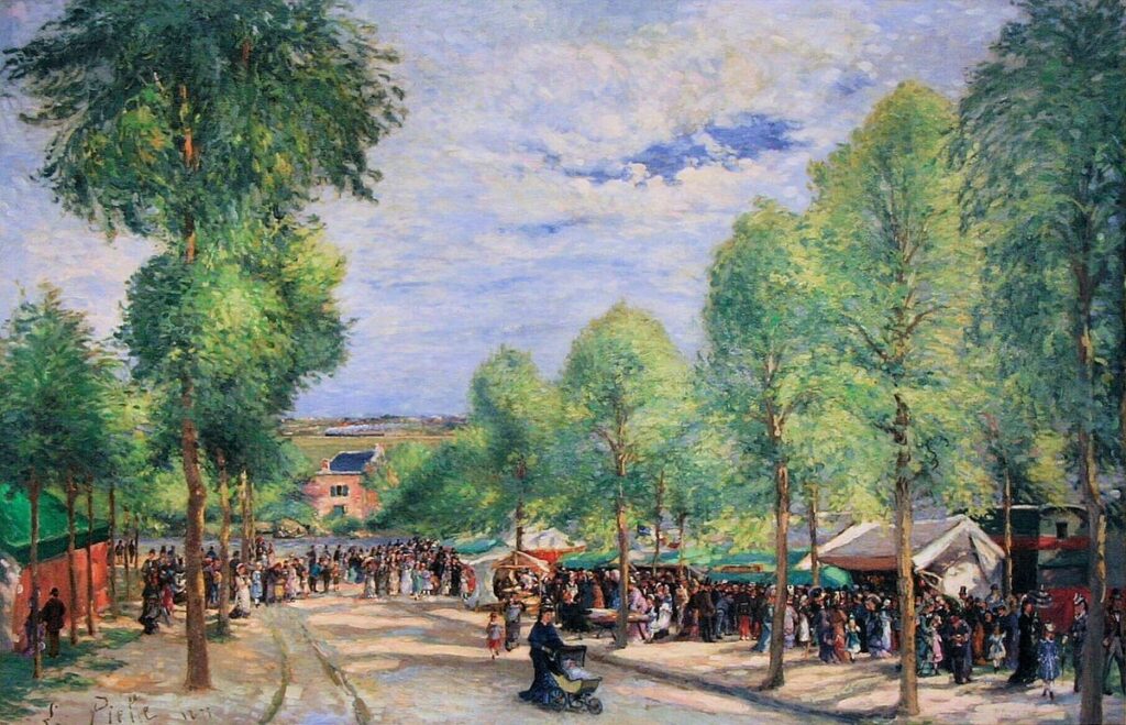 Ludovic Piette, 3IE-1877-148, Fête des Fossés, à Pontoise (aquarelle). Compare: 1877, Fête, boulevard des Fossés, Pontoise, 85x125, MTD Pontoise (iR6;iR77;iR23;R2,p205;M173)