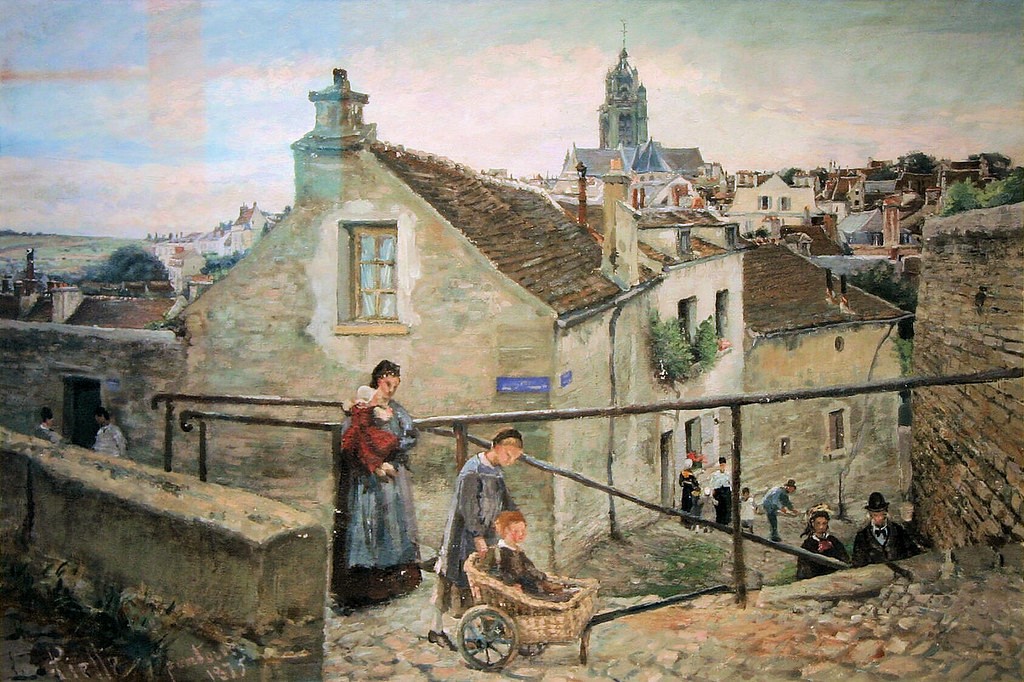 Ludovic Piette, 3IE-1877-152, Vue de Pontoise (aquarelle). Maybe?: 1875, Vue prise en haut de la rue du Château, gouache, 63x43, MTD Pontoise (iR94;iR23;iR10;iR64;R2,p205;M173)