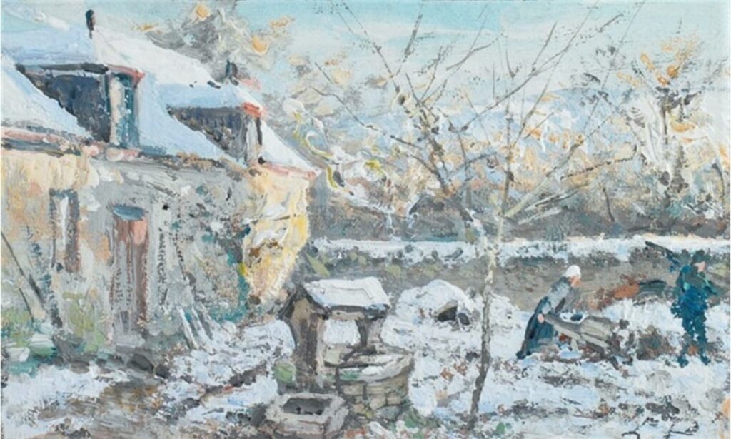 Ludovic Piette, 3IE-1877-156, Jardin (aquarelle). Maybe?: 18xx, Puits et dépendance d'un château sous la neige (le jardin sous la neige), gouache, 12x20, A2007/06/27 (iR13;iR10;R2,p205)