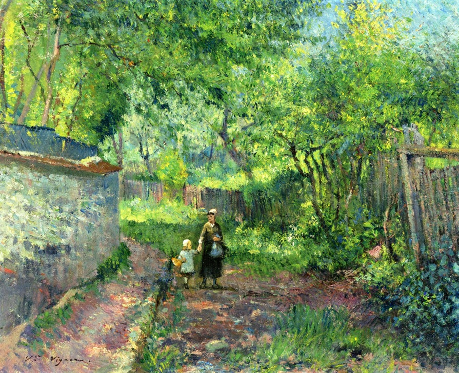 Victor Vignon, 6IE-1881-163, Chemin vert à Bougival. Maybe??: 18xx, Mother and Child taking a Walk (Mère et enfant se promenant), 32x41, A2006/05/04 (iR2;iR14;iR13;R2,p356;iR1;R90I,p328)