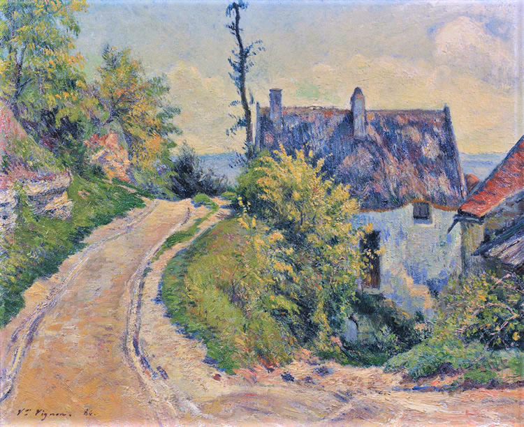 Victor Vignon, 8IE-1886-234ter, Sente de Chaponval. Maybe??: 1884, Climbing Path on Edge of Village, 38x46, A2011/11/04 (iR2;iR11;iR13;R2,p447;iR1;R90I,p425)