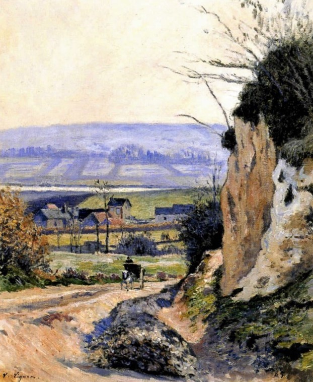 Victor Vignon, 8IE-1886-234ter, Sente de Chaponval. Maybe??: 1885 (or 1886), Sbl, Landscape with a carriage, 46x38, A1996/04/30 (R272,p4;iR15;R2,p447;iR1;R90I,p425)