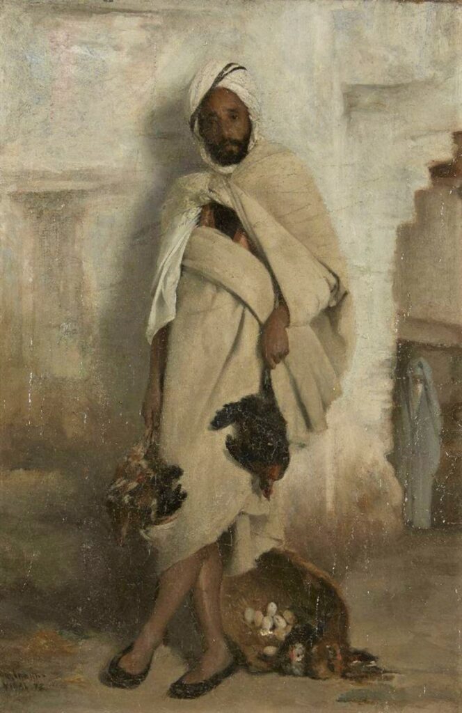 Eugène Vidal, 1873, Le marchand de volailles, Constantine (Algerie), 41x28, A2021/11/18 (iR17;iR13)