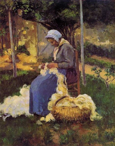 Camille Pissarro, 2IE-1876-207, Paysanne =?? CCP420, 1875, Peasant woman carding wool, 56x47, Bührle Zurich (iR10;iR7;R116,CCP420;R2,p164;M85)