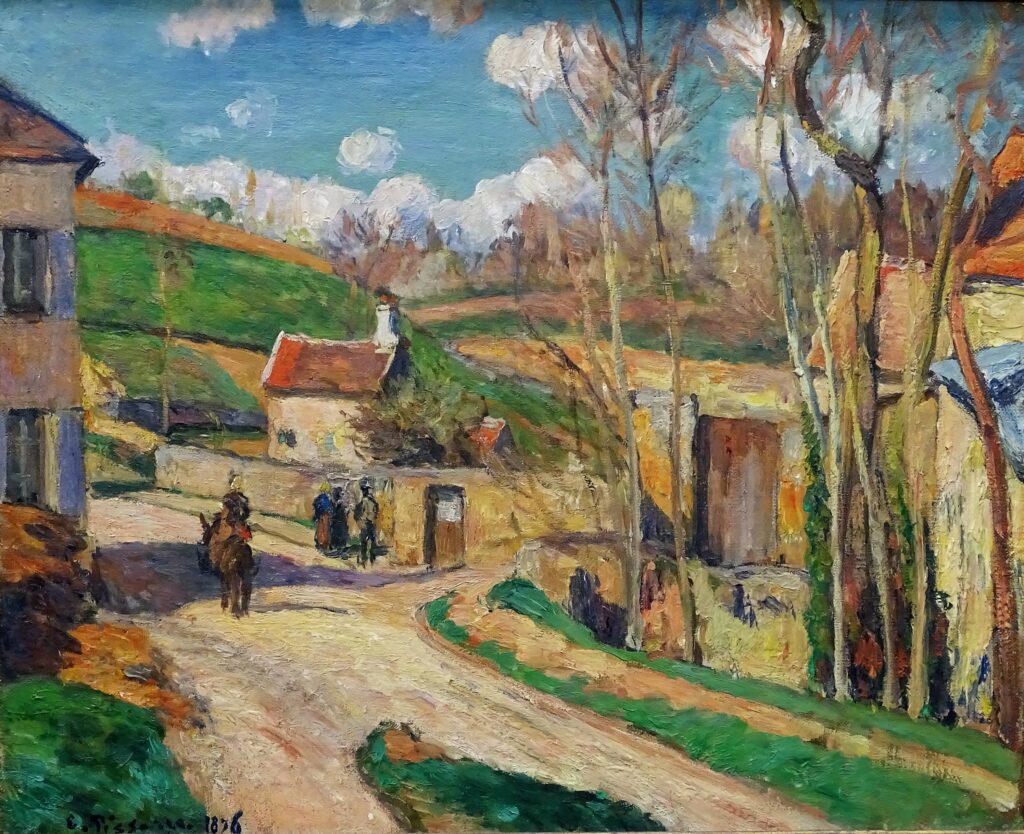 Camille Pissarro, 3IE-1877-174, Place de l’Hermitage à Pontoise. Maybe?: CCP436, 1876, A Crossroads at l'Hermitage, Pontoise, 38x46, MuMa Le Havre (HW18;R116,CCP436;R2,p206;M15)