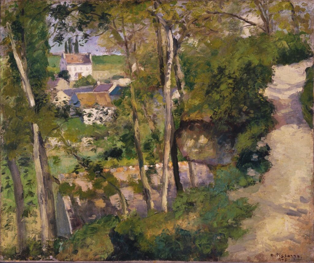 Camille Pissarro, 3IE-1877-179, Vue de l’Hermitage. Maybe?: CCP405, 1875, Chemin montant, Rue de la Côte-du-Jalet, Pontoise, 54x65, Brooklyn MA (iR10;M65;R2,p206;R116,CCP405)