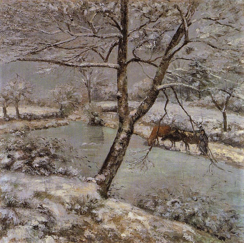Camille Pissarro, 4IE-1879-171, Effet de neige et glace (effet de soleil). Maybe?: CCP430, 1875, The pond at Montfoucault in winter, effect of snow, 114x110, Yamagata MA (iR10;iR166;R116,CCP430;R2,p270;M128)