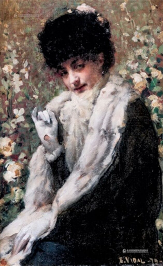 Eugène Vidal, 5IE-1880-207, Portrait de Georges Grand. Maybe: 1879, Portrait of a woman in Ermine, 85x54, A2019/11/20 (iR13;R2,p314;R90I,p308)