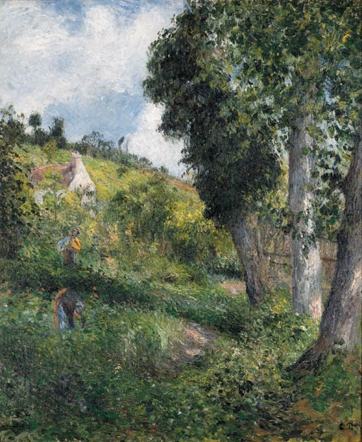 Camille Pissarro, 6IE-1881-70, La maison du passeur au Choux. Maybe??: CCP570, 1878ca, La Côte Saint-Nicolas, Auvers-sur-Oiso (landscape at Le Chou), 65x54, A1998/06/22 (iR11;iR15;R116,CCP570;R126,CR458)
