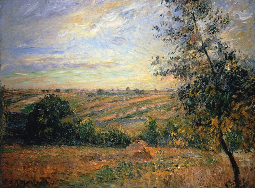 Camille Pissarro: 7IE-1882-105, Paysage soleil couchant à Pontoise =?? CCP526, 1877, Landscape at Pontoise, sunset, 53x70, private (iR10;iR94;R116,CCP526;R2,p394)