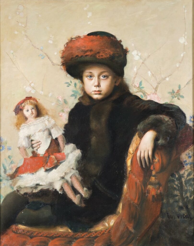 Eugène Vidal, SNBA-1908-1148, Petite fille au bonnet. Maybe?: 18xx, Jeune fille à la poupée, 83x67, MdJ Poissy (iR23;iR1;Mx)