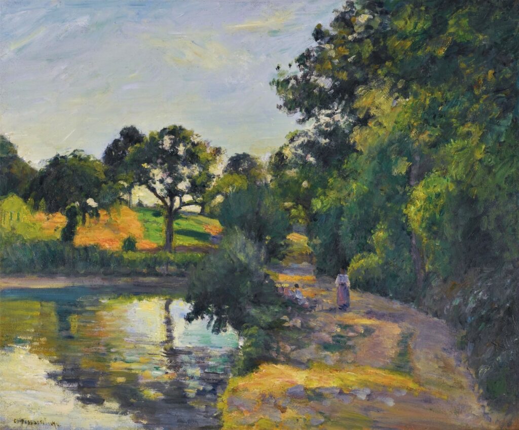 Camille Pissarro, 2IE-1876-198, Un étang à Montfoucault (Mayenne) =?? CCP371, 1874, The Pond at sunset, Montfoucault, 54x66, A2013/06/19 (iR14;iR10;iR64;iR11;iR59;iR2;R2,p183;R116,CCP371)